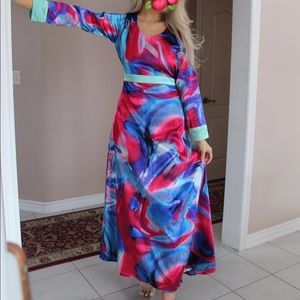 Fluorescent pink and blue dress